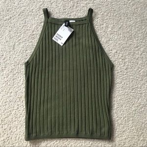 H & M NWT Ribbed Halter Style Fitted Tank Top, S